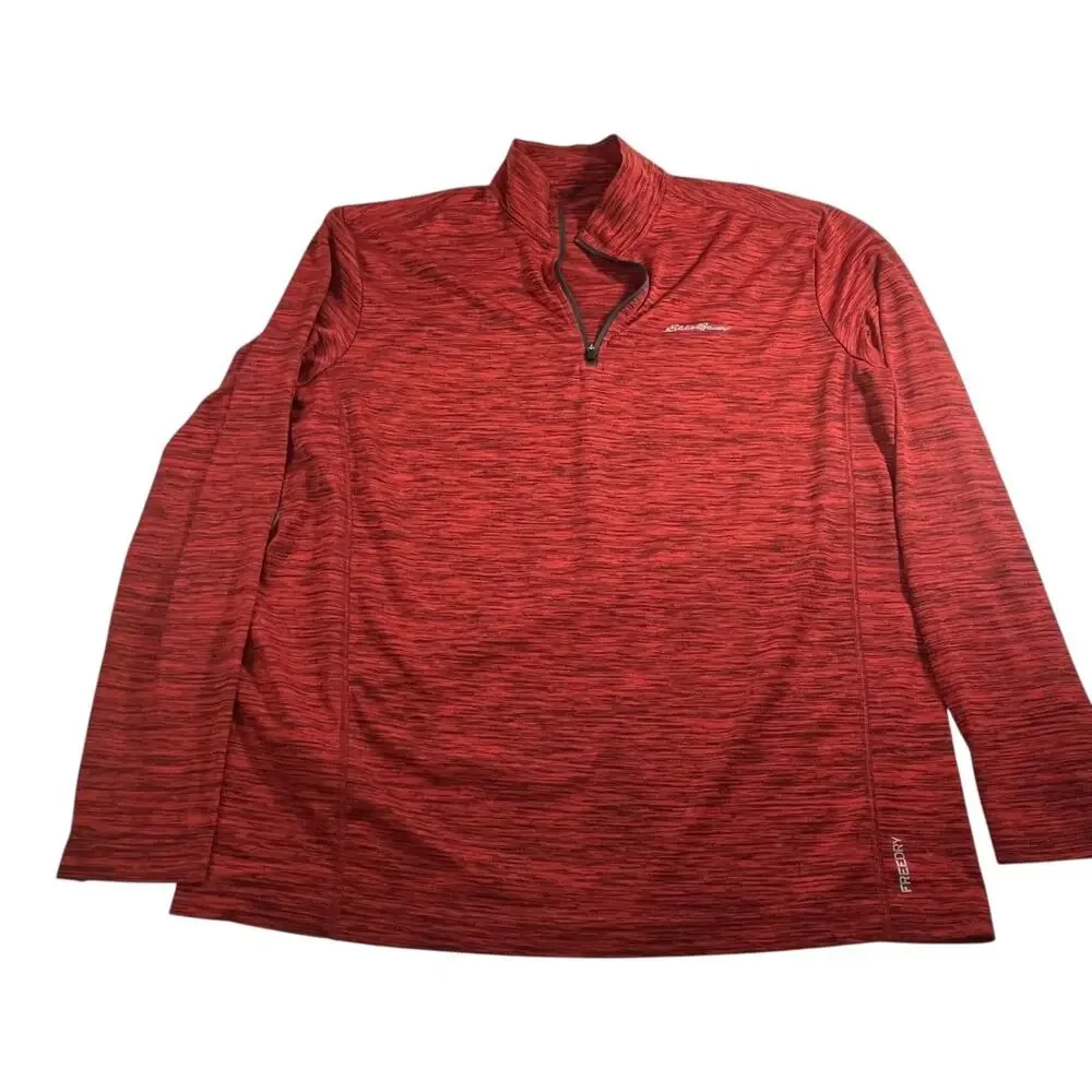 Eddie Bauer Mens Quarter Zip Pullover Red Heather Size M Active - Picture 2 of 6